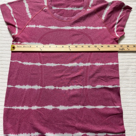 Lululemon Athletica Pink and White Striped Short Sleeve Tee - Picture 4 of 5